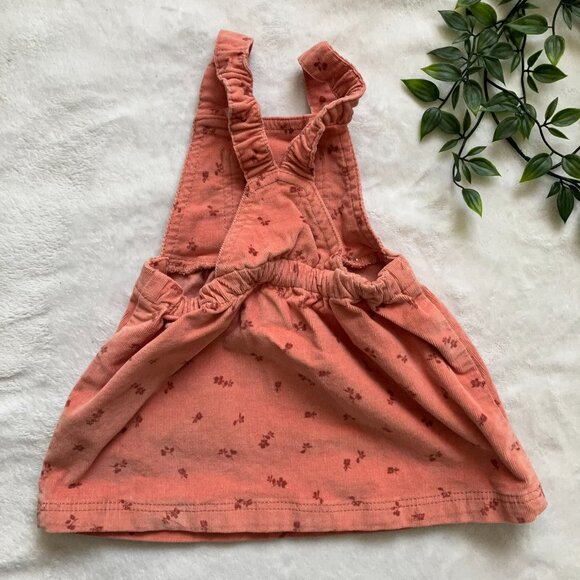 Joe Fresh Baby Toddler Overall Corduroy Dress 12-18M | Coral Pink Floral EUC - Picture 8 of 13